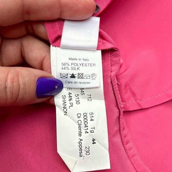 Silk Blend Belted Pink Trench Coat, NB Italy, Medium Fit - Picture 9 of 11